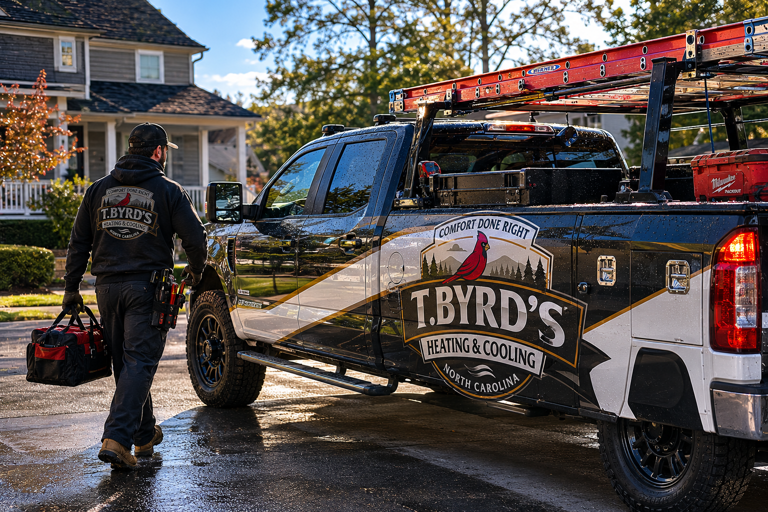 A T.Byrd's technician on a service call in the Charlotte area
