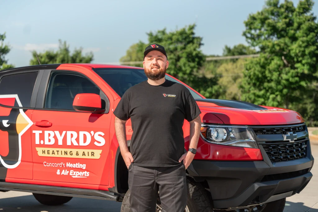 T. Byrd HVAC techinician in front of their truck