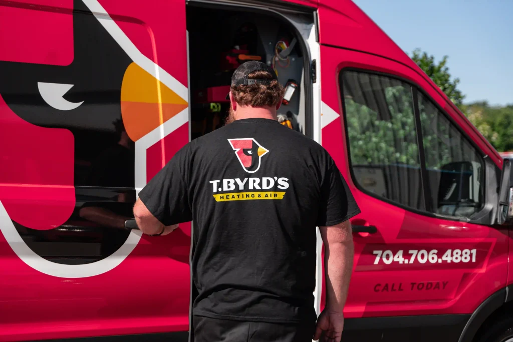 T. Byrd's Heating and Air technician closing their truck
