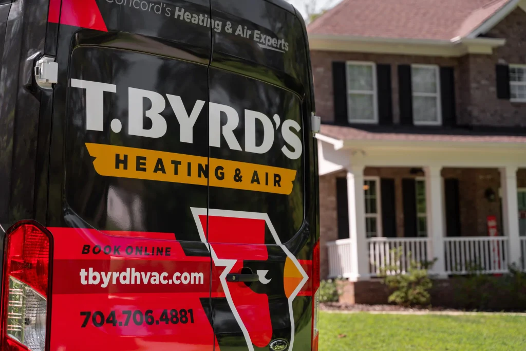 Rear of a T. Byrd's Heating and Air truck